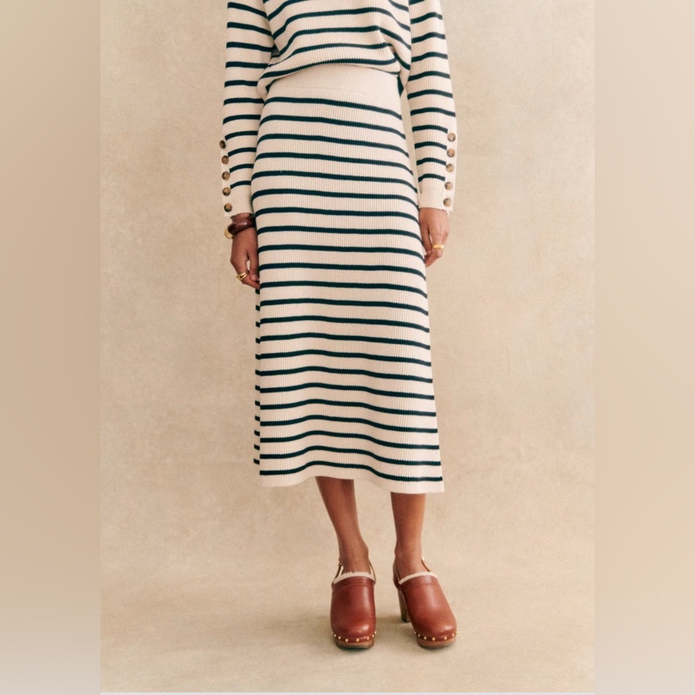 Sezane Naelle Striped Midi Skirt
